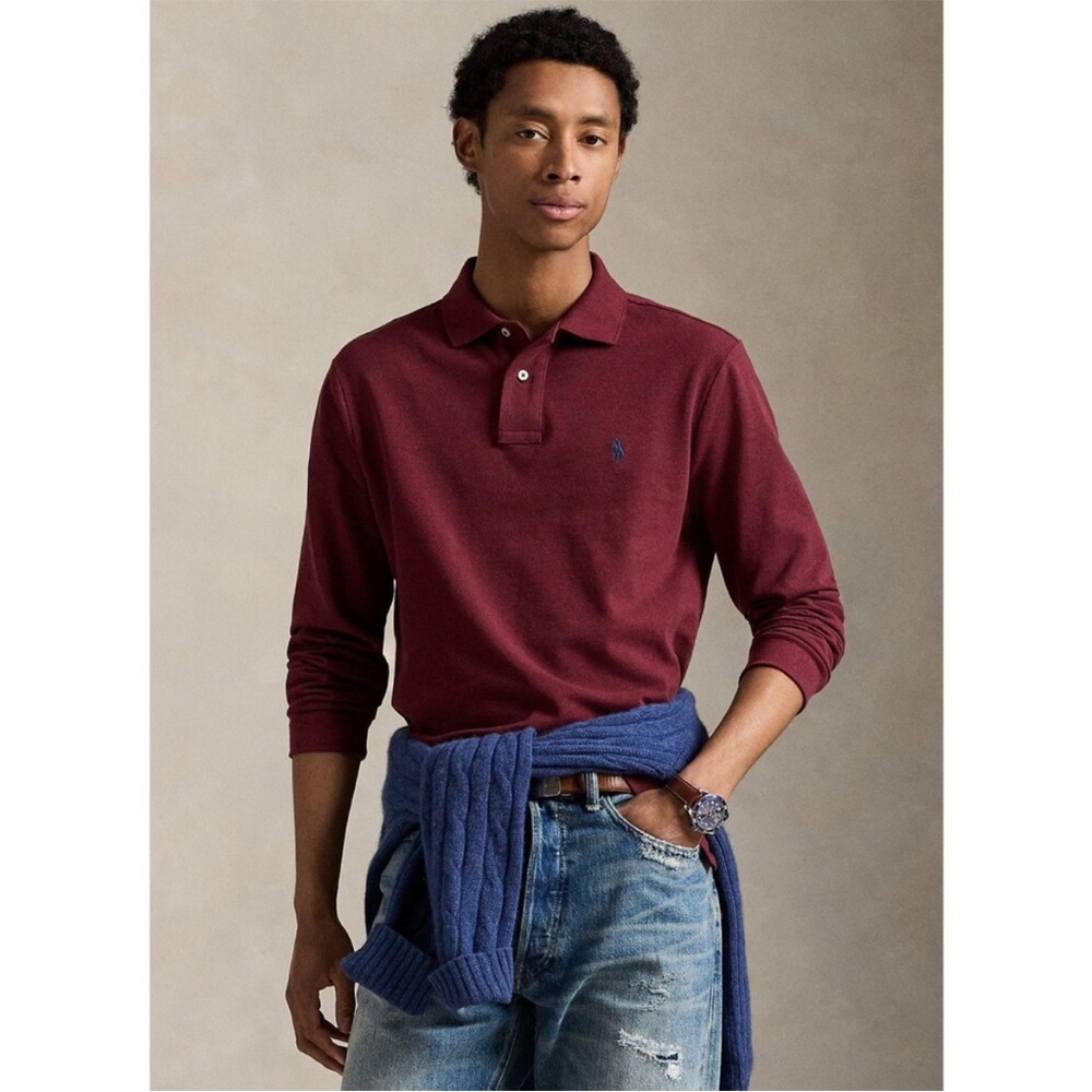 Ralph Lauren Men's Classic Fit Long-Sleeve Polo in Burgundy Sz S NWT